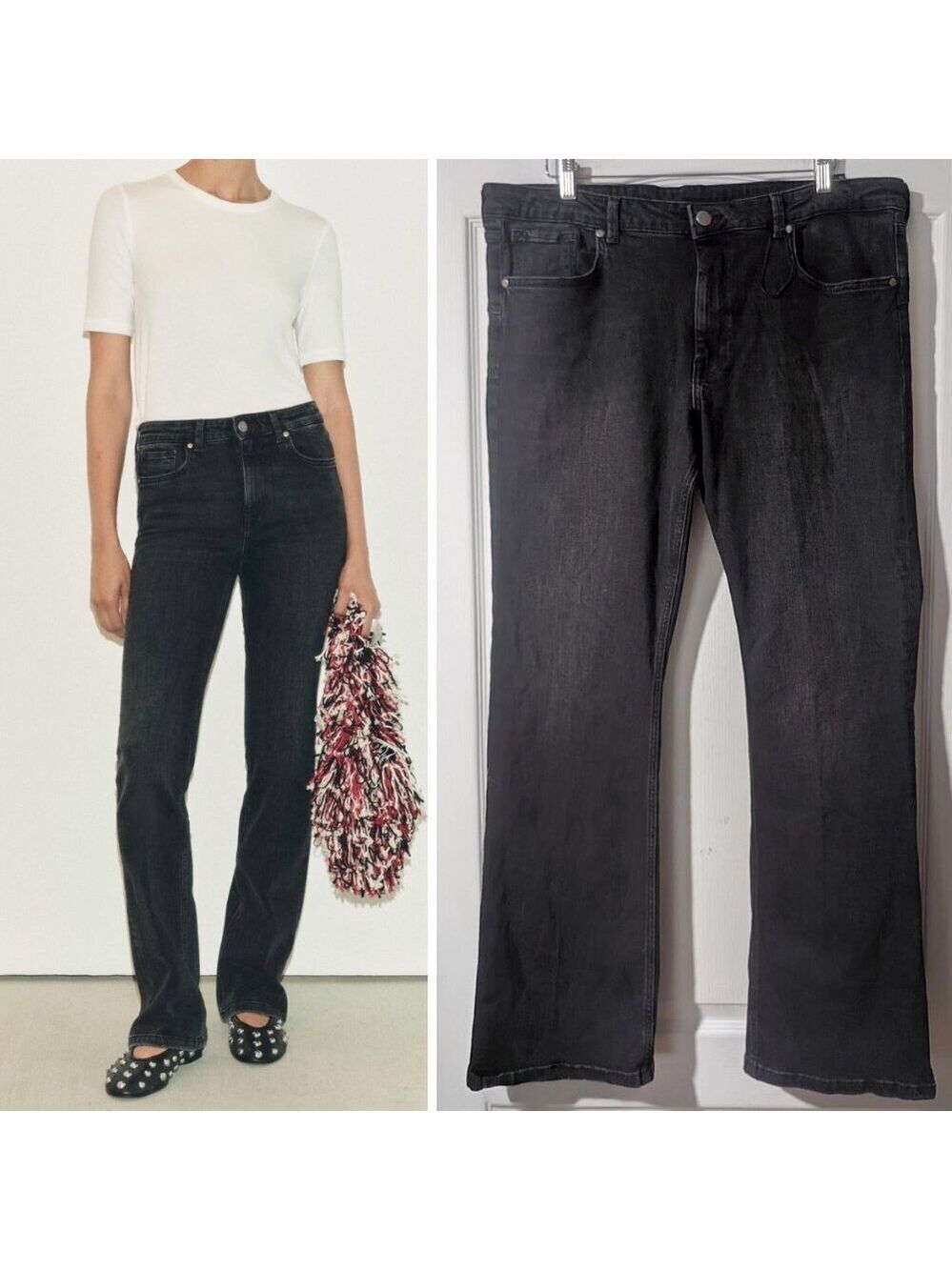 Zara | ZW Mid-Rise Bootcut Contour Jeans In Washed Black